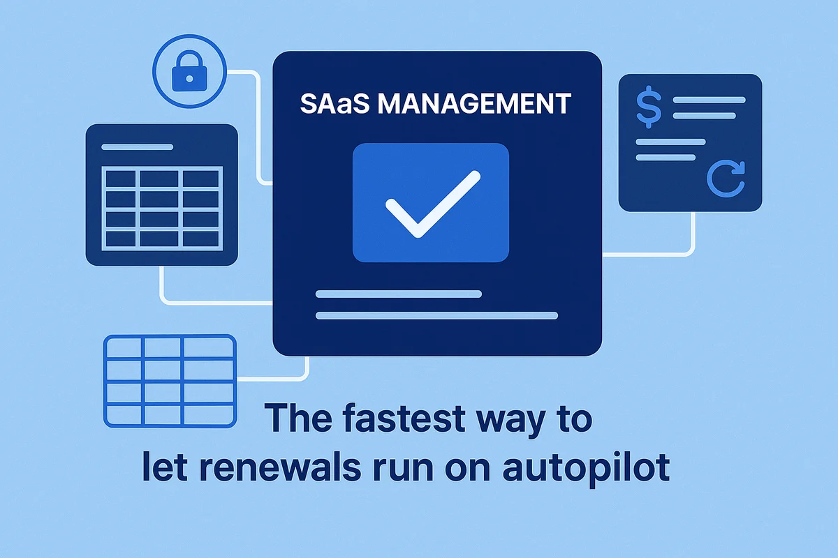 Visual representation of SaaS management tools streamlining license tracking and renewal processes for efficient budget management.