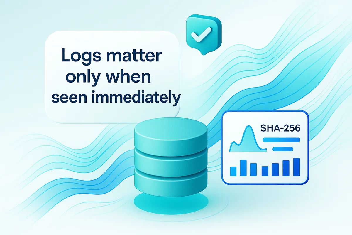 A team discussing logging and monitoring data during a SaaS review, emphasizing real-time event streaming and data storage.
