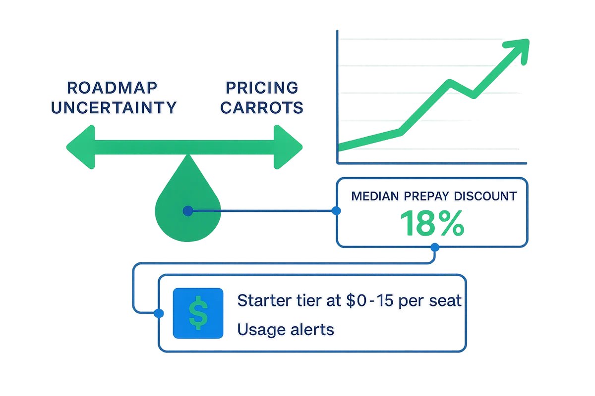 Graph illustrating the relationship between contract length, pricing discounts, and buyer preferences in software agreements.