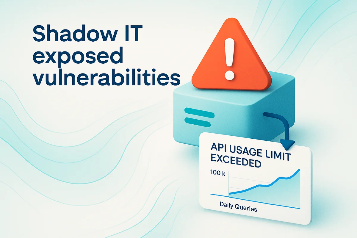 Illustration of Shadow IT risks, showcasing how unmonitored automations can disrupt supply chain operations during peak seasons.