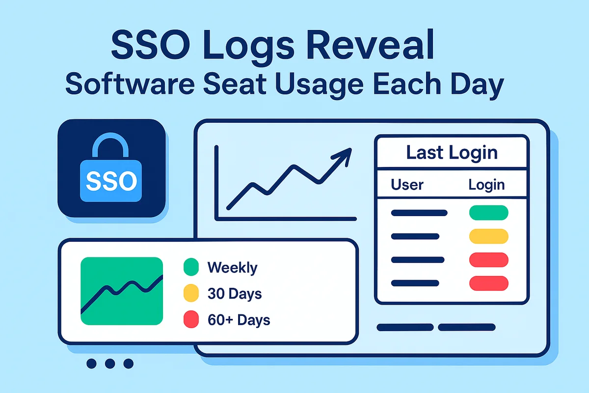 A bar graph displaying SSO login data, highlighting inactive user accounts for cost-saving insights.